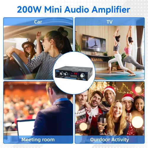 Miniatura 7 de Receptores de amplificador de audio para el hogar 200 W Bluetooth 5.0 RMS 30 W x 2 AK35 Receptor estéreo para altavoces Amplificador de potencia