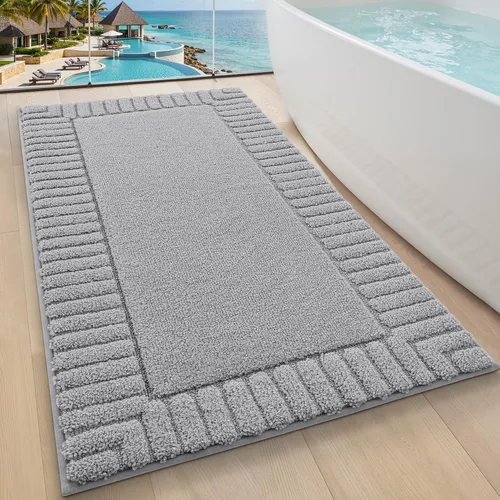 Miniatura 33 de LUMI Alfombras de baño antideslizantes con parte trasera de goma, alfombra de baño de microfibra de felpa extrasuave, absorbente, lavable a máquina