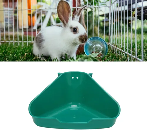 Miniatura 6 de Bandeja de arena de esquina, caja de arena para conejos, inodoro para mascotas, entrenador para hurones, conejos, chinchillas, ratas, conejillos