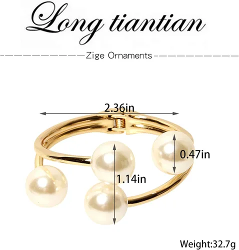 Miniatura 7 de Long tiantian Brazalete de perlas doradas para mujer, pulsera asimétrica para muñeca, simple y a la moda, regalo para niñas