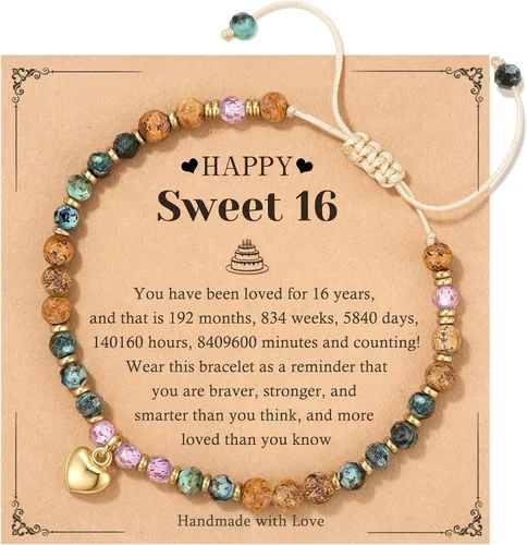 Miniatura 21 de HGDEER Regalos de cumpleaños para mujer, pulsera única de piedra natural, para mujeres, adolescentes, niñas, regalos de moda para amigas, mejores