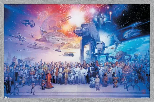 Miniatura 18 de Star Wars: Saga - Póster de pared de galaxia, 22.4 pulgadas de largo x 14.7 pulgadas de ancho, versión enmarcada de madera de granero