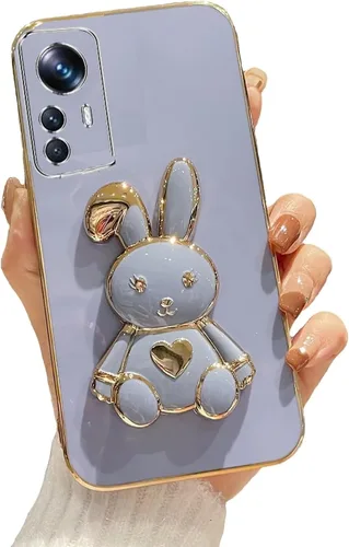 Miniatura 65 de Estuche con soporte de conejo de corazón para Xiaomi Redmi Note 10S, galvanizado suave TPU protector delgado a prueba de golpes con lindo conejito