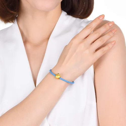 Miniatura 3 de CHOW SANG SANG 85391C - Pulsera de oro sólido de 24 quilates con dije de manzana para mujer