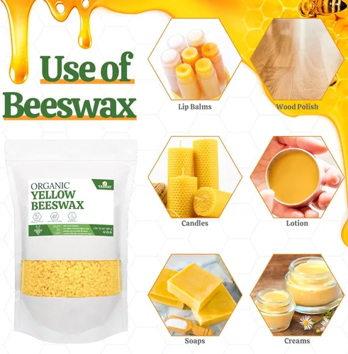 Miniatura 5 de YASNAY Gránulos de cera de abejas amarillos 2LB, cera de abejas orgánica, cera de abejas para hacer velas, cuidado corporal, cuidado de la piel DIY