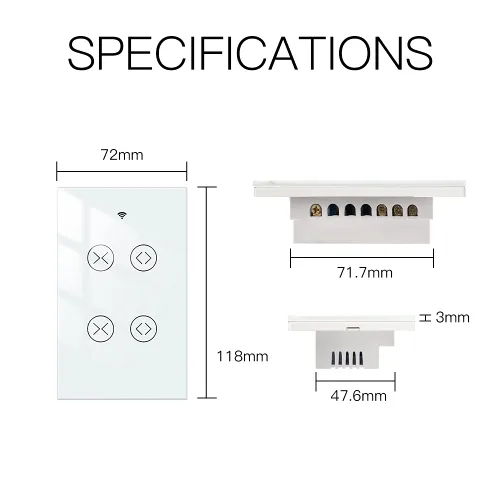 Miniatura 7 de MOES Smart WiFi RF Interruptor Táctil Doble de 2 Vías para Persianas de Cortina con Motor Eléctrico de Persiana Enrollable, Aplicación Tuya Smart