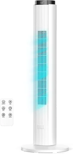 Miniatura 9 de ZAFRO Ventilador de torre para dormitorio, ventilador oscilante de 90° con 4 modos, 3 velocidades, velocidad de 25 pies/s, temporizador de 12 horas