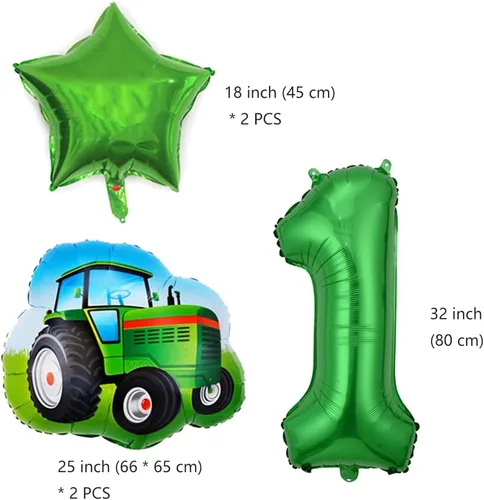 Miniatura 2 de Daimay 23 piezas de decoración de cumpleaños de tractor verde granja, suministros para fiestas, pancarta de feliz cumpleaños, globo de granero