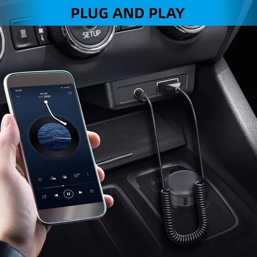 Miniatura 8 de ZIOCOM Adaptador auxiliar Bluetooth para automóvil, receptor USB Bluetooth 5.2, adaptador Bluetooth de 0.138 in con micrófono para transmisión