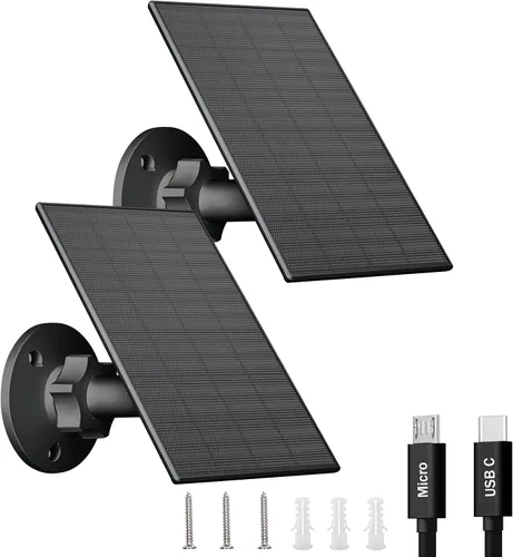 Miniatura 10 de FUTUREZEN Panel solar de 2 W para cámaras de seguridad, cargador solar de 5 V para cámaras de batería recargable con puertos micro USB y USB-C