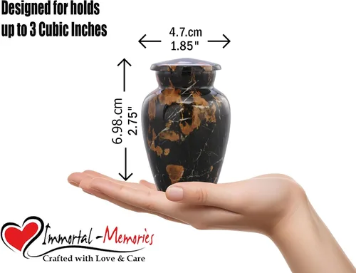 Miniatura 3 de Urna Conmemorativa para Compartir Recuerdos con Acabado de Mármol – Mini Urna de Cremación de Metal para Cenizas Humanas o de Mascotas – Pequeña