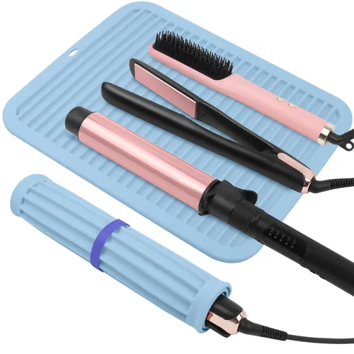 Miniatura 12 de Alfombrilla de silicona resistente al calor, alfombrilla profesional para herramientas de cabello para rizadores, planchas, alisadores de pelo