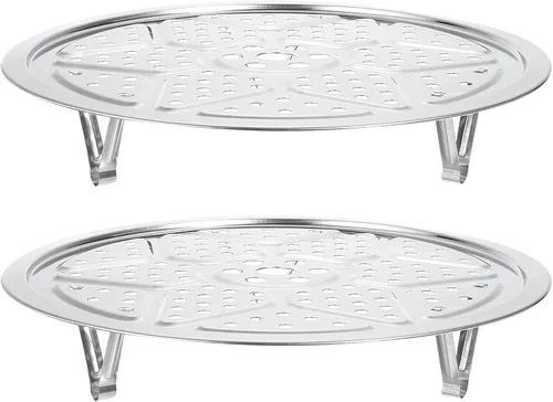 uxcell Rejilla de vaporización de acero inoxidable con soporte, bandeja de vaporización de 26 cm para utensilios de cocina al vapor, olla a presión