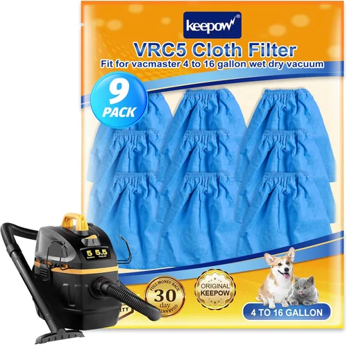 KEEPOW Shop Vac - Bolsas de filtro compatibles con aspiradoras Vacmaster de 4 a 16 galones en seco y húmedo VBV1210 VJC507P, bolsas de filtro de