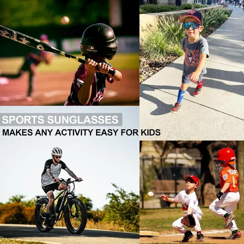 Miniatura 6 de YUNBLL&KO Gafas de sol para niños, gafas de sol de béisbol para jóvenes, TR90, marco ligero, UV400, gafas de sol deportivas para ciclismo para niñas