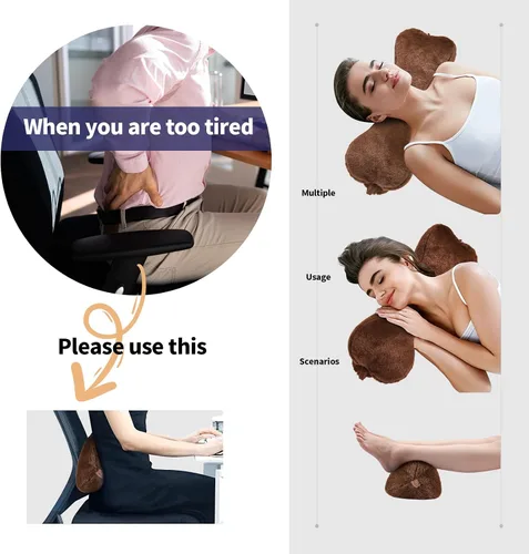 Miniatura 7 de Almohada para la cabeza para silla reclinable, para sofá, almohada para el cuello reclinable, almohada para el cuello de sofá (marrón)