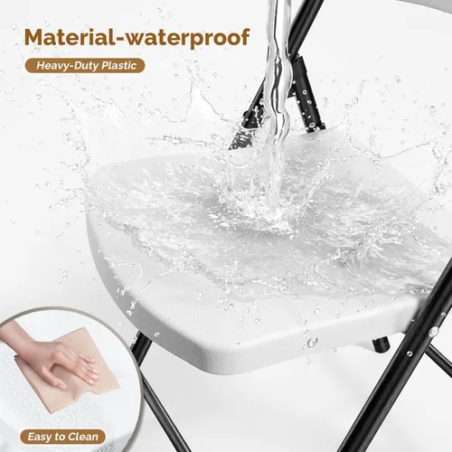 Miniatura 3 de Bonnlo Paquete de 2 sillas plegables de plástico negro, asiento portátil con marco de acero resistente para uso en interiores y exteriores, perfecto
