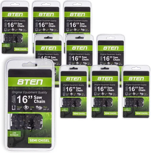 Miniatura 4 de 8TEN Cadena de motosierra para Husqvarna 136 137 141 142 240 Echo 501847052 Echo 91PXL52CQ 16 pulgadas .050 3/8 56DL paquete de 2