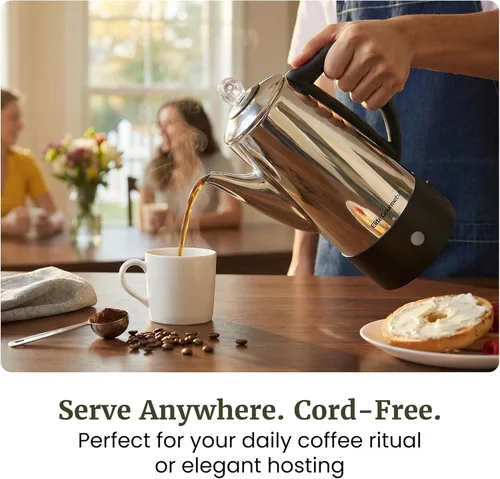 Miniatura 3 de Elite Gourmet EC140 Cafetera eléctrica de 6 tazas con función de mantener caliente, perilla de progreso de preparación transparente, mango de tacto