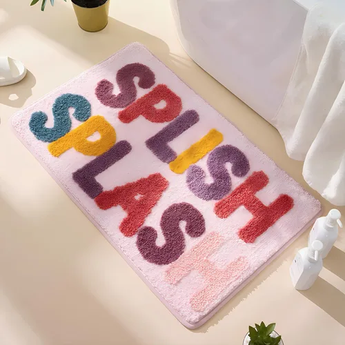 Bonita alfombra de baño rosa, antideslizante, suave, esponjosa y absorbente, de microfibra, colorida, alfombra de baño, divertida alfombra de baño