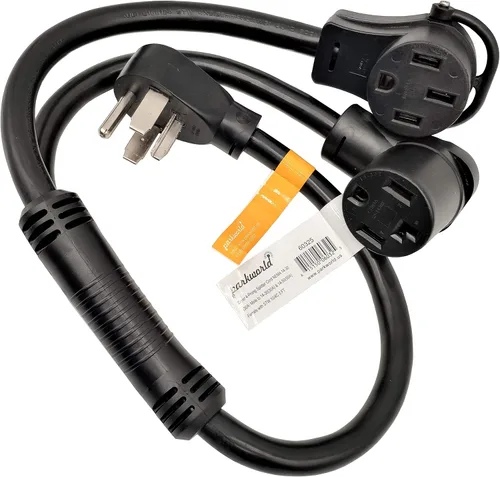 Miniatura 4 de Parkworld 60325 Divisor de secadora a EV, NEMA 14-30 enchufe macho a 14-30 y receptáculo hembra RV/EV 14-50, cable adaptador Y de 4 clavijas de 30