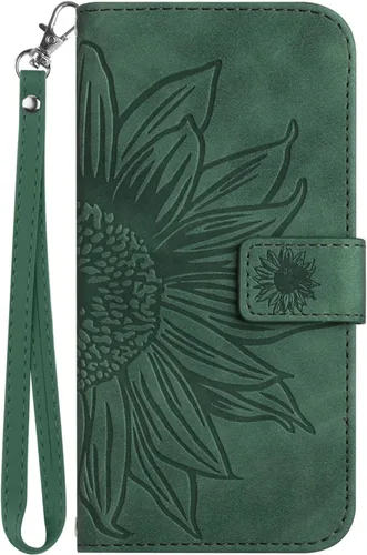 Miniatura 9 de XYX Wallet Case Compatible with Honor X7, Emboss Half Flower Floral PU Leather Flip Protective Case with Wrist Strap Kickstand for Honor X7, Deep