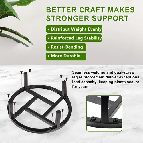 Miniatura 3 de Soporte de metal para plantas para interiores y exteriores, elevador de plantas resistente, soporte resistente para macetas bajo, soportes