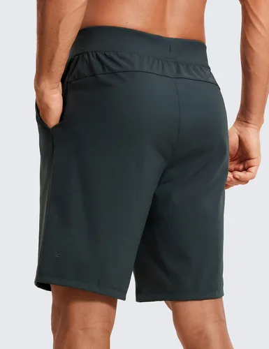 Miniatura 2 de CRZ YOGA Pantalones cortos de entrenamiento elásticos en cuatro direcciones para hombre, 7 pulgadas9 pulgadas, suaves, duraderos, para gimnasio