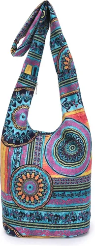 Miniatura 191 de Bolsa de hombro para mujer, de lona en estilo hippie/bohemio para llevar cruzada al hombro, disponible en diferentes colores y estampados