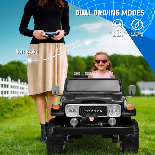 Miniatura 4 de Joywhale - camión de juguete para niños de 24V, de 2 plazas, con licencia Toyota Land Cruiser FJ40, 4WD, auto eléctrico alimentado con batería