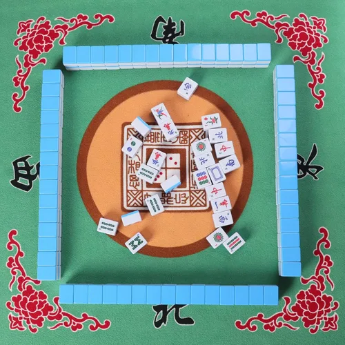 Miniatura 6 de Juego de Mahjong chino, juego de Mahjong con 146 azulejos grandes numerados (1.5", azul), juego de azulejos de Mahjong con estuche de transporte Set