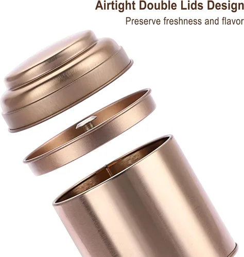 Miniatura 4 de JUXYES Paquete de 6 latas de té con tapas dobles herméticas, 8 onzas líquidas, almacenamiento de té de hojas sueltas herméticas para almacenamiento