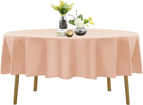 Miniatura 41 de Mantel de poliéster lavable de 90 pulgadas, resistente a las manchas y a las arrugas, mantel decorativo para mesa de comedor, fiestas de bufé y Negro