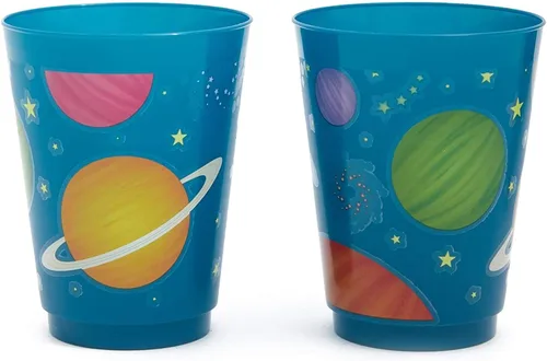 Miniatura 5 de BLUE PANDA Vasos de plástico para fiestas, paquete de 16 unidades, vasos reutilizables para el espacio exterior, 16 onzas, decoraciones para fiestas