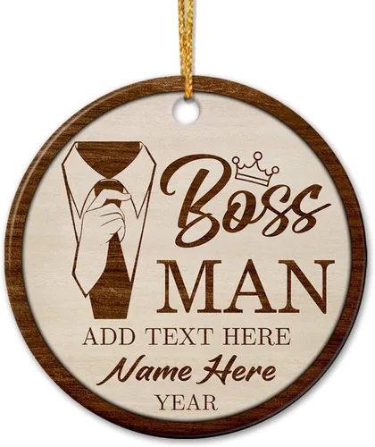 Miniatura 11 de Adorno de cerámica personalizado de asistente principal, adornos de Navidad del mejor asistente del mundo, texto personalizado, año y nombre de Papá