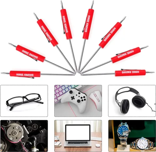 Miniatura 4 de Destornillador de bolsillo de doble extremo y juego ranurado mecánico magnético con clip, mini destornilladores de bolsillo para mecánicos, Rojo