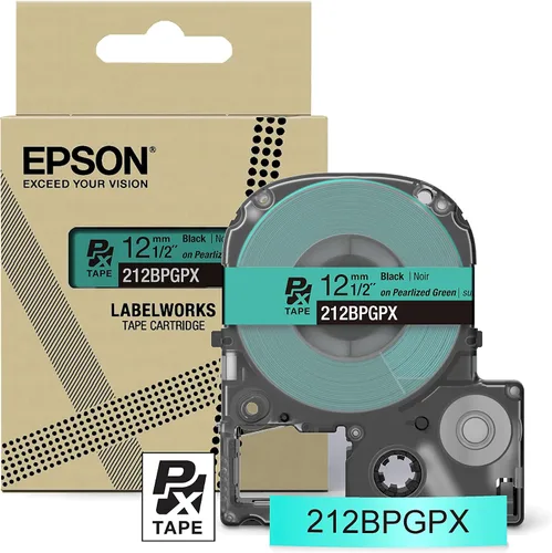 Miniatura 20 de Epson LABELWORKS 212RBBPX Cartucho de Cinta PET (Poliéster) Genuino - Cinta de Etiquetadora de Diseño para Artesanía en Cinta Negra sobre Azul