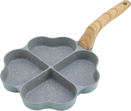 Sartén antiadherente para panqueques con forma de corazón, 4 hojas, trébol, huevo, sartén antiadherente de aluminio, color verde