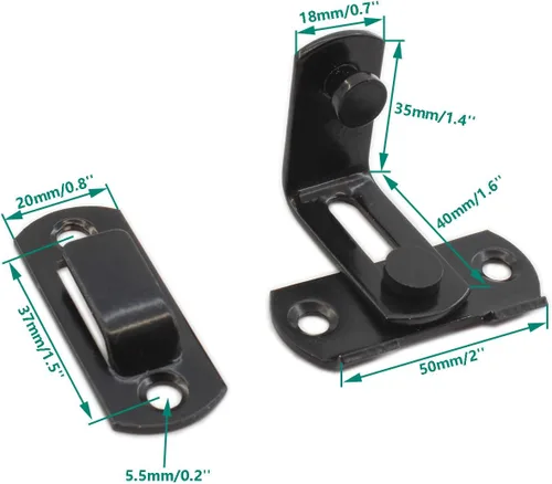 Miniatura 2 de Paquete de 2 cerraduras de puerta de granero de acero inoxidable, cerradura de cerca, cerrojo de seguridad, cerrojo para ventana, puerta, gabinete
