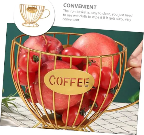 Miniatura 3 de HEMOTON Soporte para cápsulas de café, cesta de cápsulas de café, alambre de hierro, cesta de frutas, taza en forma de taza, contenedor