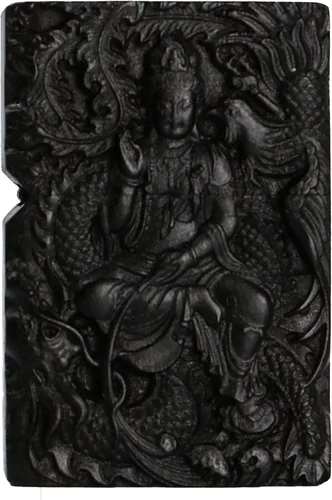 Miniatura 2 de Carcasa exterior tallada en madera negra de ébano natural para kit de inserción Zippo (Kwan Yin Goddess Dragon Phoenix)