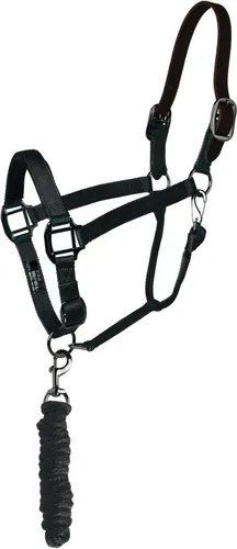 Miniatura 5 de Majestic Ally Halter de cuero con cuerda de plomo a juego para caballos - Corona de cuero - Correa ajustable para la barbilla - Pestillo enrollado