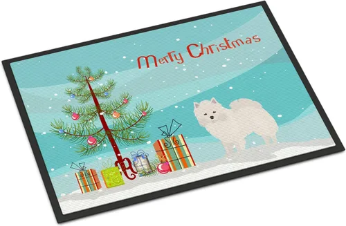 Caroline's Treasures CK3441MAT - Tapete de árbol de Navidad esquimal americano, 18 x 27 pulgadas, tapete para puerta delantera, interior y exterior,