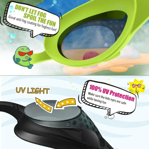 Miniatura 5 de OutdoorMaster - Gafas de natación de ajuste rápido para niños (2 unidades)