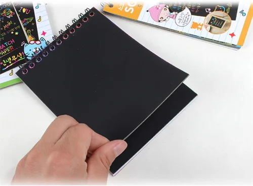Miniatura 4 de Paquete de 16 blocs de notas de arcoíris para rascar y bocetos, mini notas de rayas arcoíris con lápiz capacitivo, 10 páginas, bloc de notas