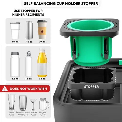 Miniatura 3 de CouchConsole - Bandeja portavasos original para bebidas y aperitivos con reposabrazos, mesa con soporte para teléfono, almacenamiento y organizador