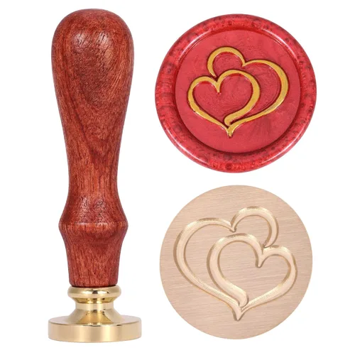 Miniatura 9 de Yoption - Sello de cera de pata de gato, sello de sellado de mango de madera vintage con cabeza de latón para invitaciones de boda