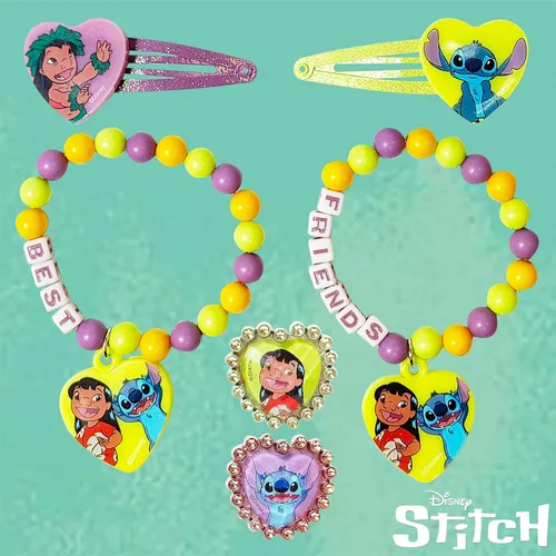 Miniatura 2 de LUV HER Disney Stitch Girls BFF - Juego de 6 piezas de joyero de juguete con 2 anillos, 2 pulseras de cuentas y pinzas para el cabello a presión a