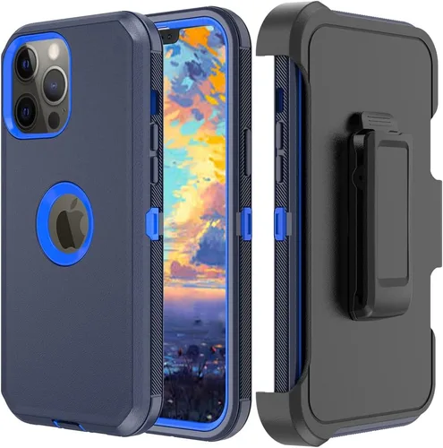 Miniatura 10 de Funda de teléfono para iPhone 13 Pro Max, resistente, resistente a prueba de golpes, funda protectora con clip para cinturón para Apple iPhone 13