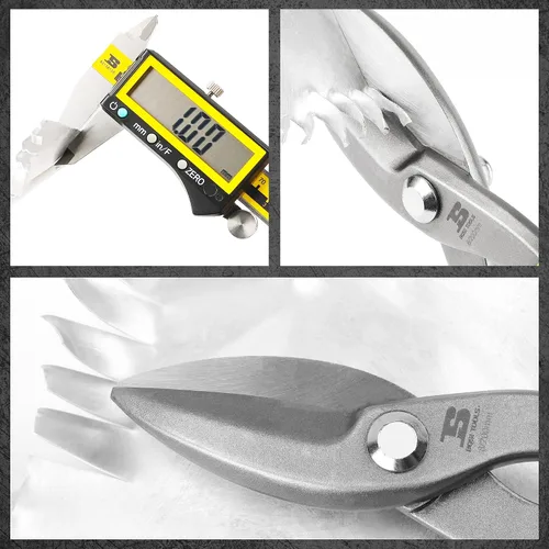 Miniatura 4 de Cortadores de metal con patrón recto de 8 pulgadas, acero al carbono forjado y tratado térmicamente de alta resistencia con cómodo mango de goma